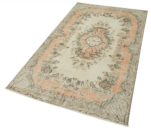 Overdyed Vintage Beige Vintage Cotton Wool Handmade Area Rug 3'8'' x 6'8''