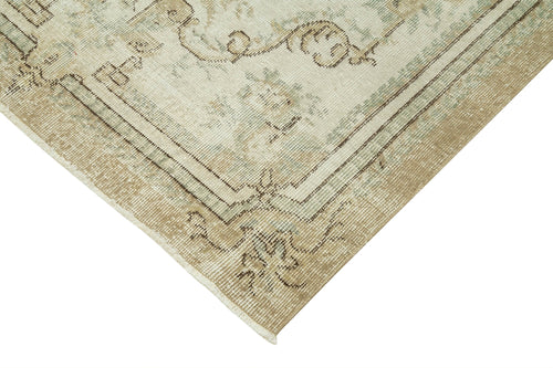 Overdyed Vintage Beige Vintage Cotton Wool Handmade Area Rug 4'3'' x 7'8''