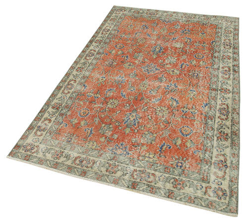 Overdyed Vintage Orange Vintage Cotton Wool Handmade Area Rug 3'11'' x 6'6''