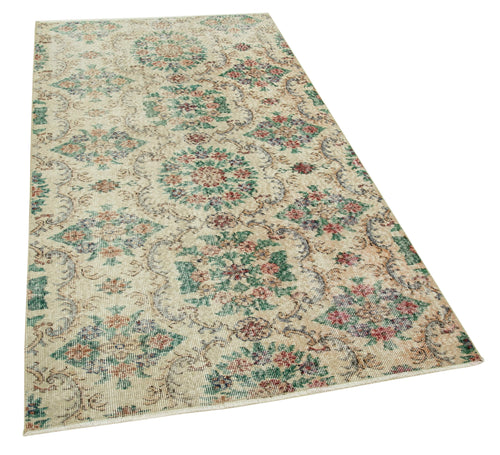 Overdyed Vintage Beige Vintage Cotton Wool Handmade Area Rug 3'7'' x 6'9''