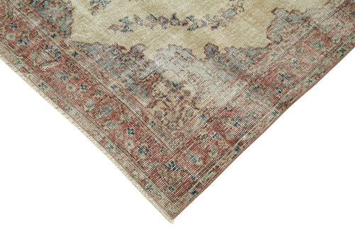 Overdyed Vintage Beige Vintage Cotton Wool Handmade Area Rug 4'0'' x 7'3''