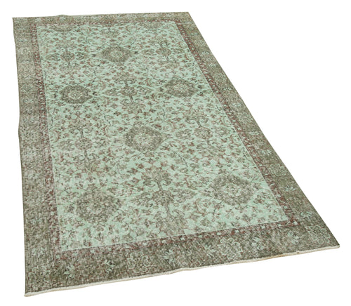 Overdyed Vintage Green Vintage Cotton Wool Handmade Area Rug 3'7'' x 6'7''