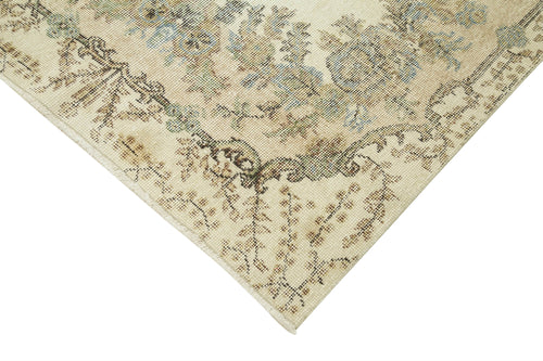 Overdyed Vintage Beige Vintage Cotton Wool Handmade Area Rug 3'9'' x 8'5''