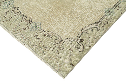 Handmade Area Rug – Overdyed Vintage Cotton Rug 3'10''x7'1'' Neutral Beige Wool