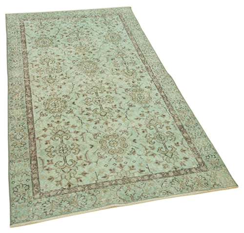 Overdyed Vintage Green Vintage Cotton Wool Handmade Area Rug 3'6'' x 6'6''