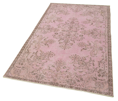 Overdyed Vintage Pink Vintage Cotton Wool Handmade Area Rug 3'11'' x 6'11''