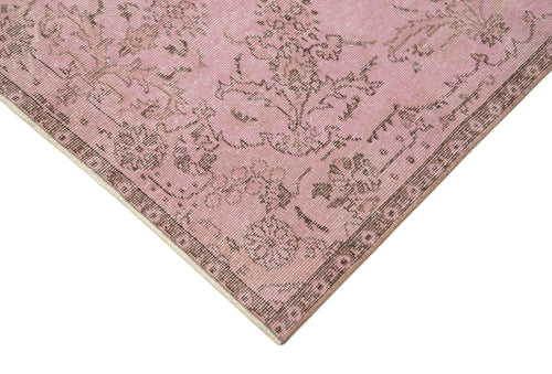 Overdyed Vintage Pink Vintage Cotton Wool Handmade Area Rug 3'11'' x 6'11''