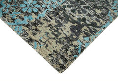 Purpleocco Grey Geometric Wool Cotton Handmade Rug 5'10'' x 8'9''