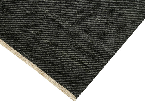 Purpleocco Grey Geometric Wool Cotton Handmade Rug 5'7'' x 8'1''