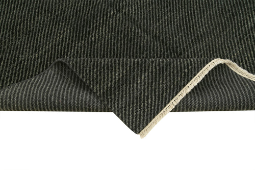 Purpleocco Grey Geometric Wool Cotton Handmade Rug 5'7'' x 8'1''