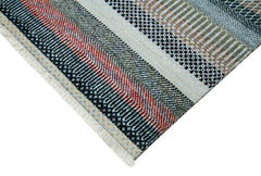 Purpleocco White Geometric Wool Cotton Handmade Rug 7'11'' x 9'10''