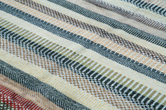 Purpleocco White Geometric Wool Cotton Handmade Rug 7'11'' x 9'10''