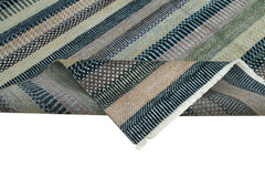 Purpleocco White Geometric Wool Cotton Handmade Rug 7'11'' x 9'10''