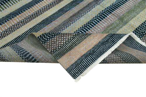 Purpleocco White Geometric Wool Cotton Handmade Rug 7'11'' x 9'10''