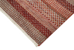 Purpleocco Brown Geometric Wool Cotton Handmade Rug 6'0'' x 9'0''