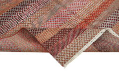 Purpleocco Brown Geometric Wool Cotton Handmade Rug 6'0'' x 9'0''