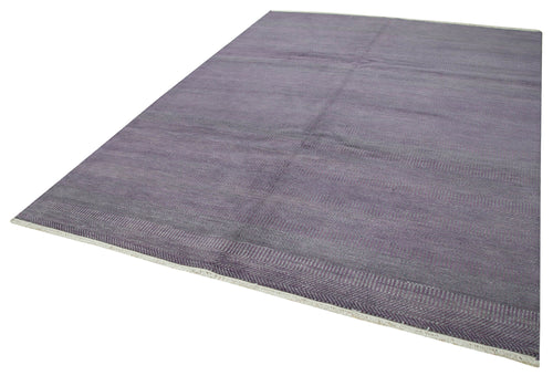 Purpleocco Purple Geometric Wool Cotton Handmade Rug 8'0'' x 10'5''