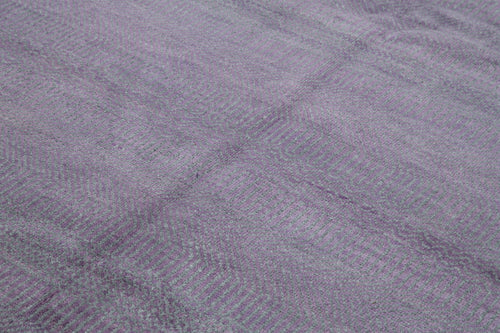 Purpleocco Purple Geometric Wool Cotton Handmade Rug 8'0'' x 10'5''
