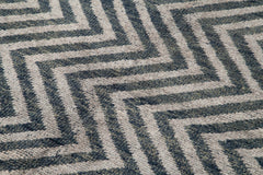 Purpleocco Grey Geometric Wool Cotton Handmade Rug 6'0'' x 8'10''