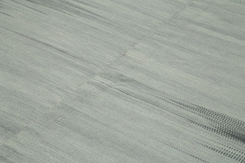 Degrade Kilim Grey Striped Cotton Wool Handmade Area Rug 9'10'' x 12'8''