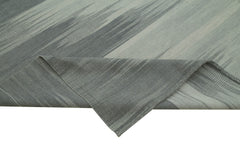 Degrade Kilim Grey Striped Cotton Wool Handmade Area Rug 9'10'' x 12'8''