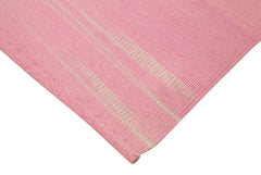 Degrade Kilim Pink Striped Cotton Wool Handmade Area Rug 5'10'' x 9'4''