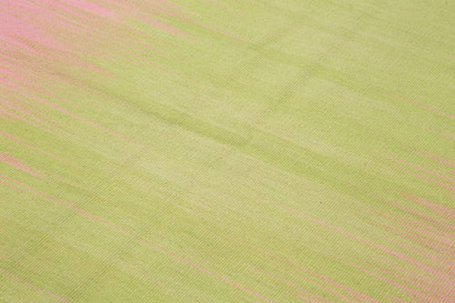 Degrade Kilim Pink Striped Cotton Wool Handmade Area Rug 5'10'' x 9'4''