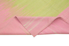 Degrade Kilim Pink Striped Cotton Wool Handmade Area Rug 5'10'' x 9'4''