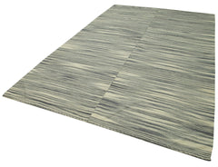 Degrade Kilim Beige Striped Cotton Wool Handmade Area Rug 6'8'' x 10'5''