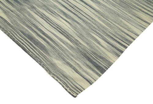 Degrade Kilim Beige Striped Cotton Wool Handmade Area Rug 6'8'' x 10'5''