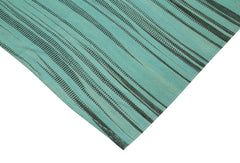 Degrade Kilim Turquoise Striped Cotton Wool Handmade Area Rug 6'0'' x 9'0''