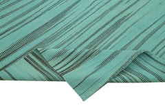 Degrade Kilim Turquoise Striped Cotton Wool Handmade Area Rug 6'0'' x 9'0''