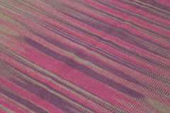 Degrade Kilim Brown Striped Cotton Wool Handmade Area Rug 5'10'' x 8'4''