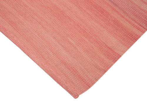 Degrade Kilim Pink Striped Cotton Wool Handmade Area Rug 6'0'' x 9'3''