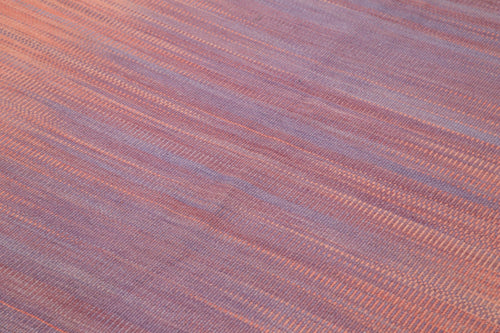 Degrade Kilim Pink Striped Cotton Wool Handmade Area Rug 6'0'' x 9'3''