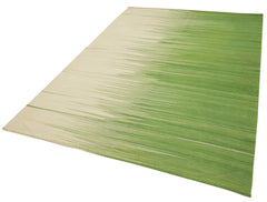 Degrade Kilim Beige Striped Cotton Wool Handmade Area Rug 5'9'' x 8'5''