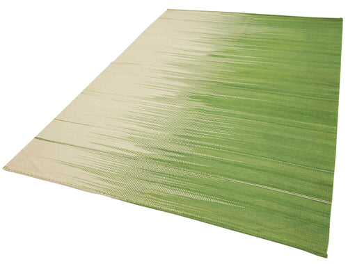 Degrade Kilim Beige Striped Cotton Wool Handmade Area Rug 5'9'' x 8'5''