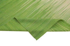 Degrade Kilim Beige Striped Cotton Wool Handmade Area Rug 5'9'' x 8'5''