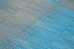 Degrade Kilim Blue Striped Cotton Wool Handmade Area Rug 6'11'' x 10'2''