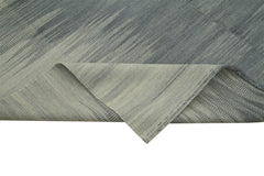 Degrade Kilim Grey Striped Cotton Wool Handmade Area Rug 6'9'' x 8'0''