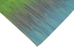 Degrade Kilim White Striped Cotton Wool Handmade Area Rug 6'6'' x 9'10''