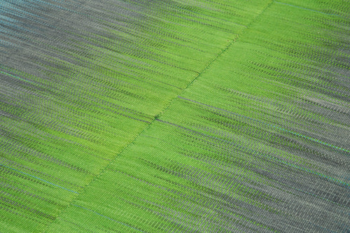 Degrade Kilim White Striped Cotton Wool Handmade Area Rug 6'6'' x 9'10''