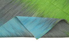 Degrade Kilim White Striped Cotton Wool Handmade Area Rug 6'6'' x 9'10''