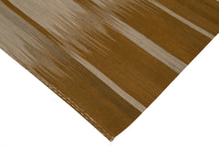 Degrade Kilim Brown Striped Cotton Wool Handmade Area Rug 6'7'' x 9'5''