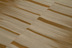 Degrade Kilim Brown Striped Cotton Wool Handmade Area Rug 6'7'' x 9'5''