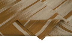 Degrade Kilim Brown Striped Cotton Wool Handmade Area Rug 6'7'' x 9'5''