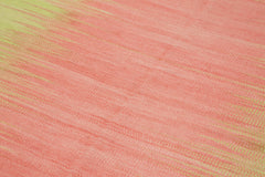 Degrade Kilim Green Striped Cotton Wool Handmade Area Rug 5'10'' x 9'3''