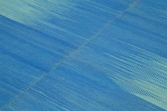 Degrade Kilim Blue Striped Cotton Wool Handmade Area Rug 6'11'' x 8'2''