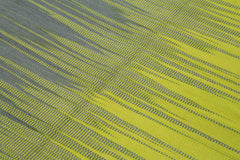 Degrade Kilim Grey Striped Cotton Wool Handmade Area Rug 5'10'' x 8'8''