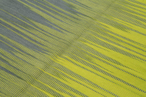 Degrade Kilim Grey Striped Cotton Wool Handmade Area Rug 5'10'' x 8'8''